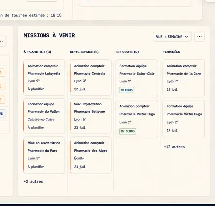 Planning TR1 des animations, formations et missions terrain
